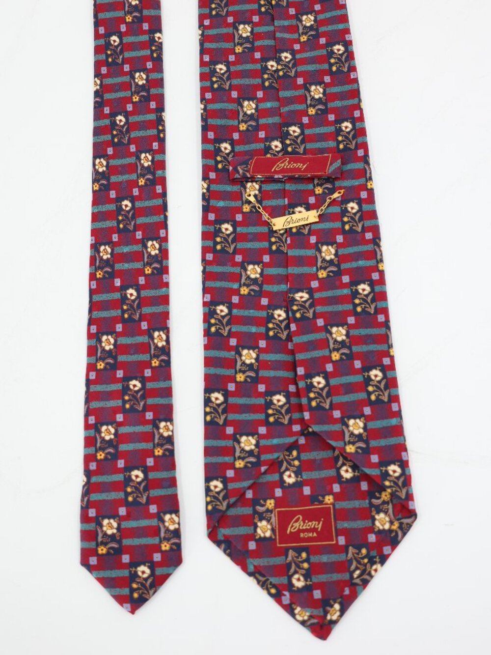 Brioni Tie Mens w4 L60 Designer Geometric Floral Luxury Necktie geometric - Picture 4 of 10